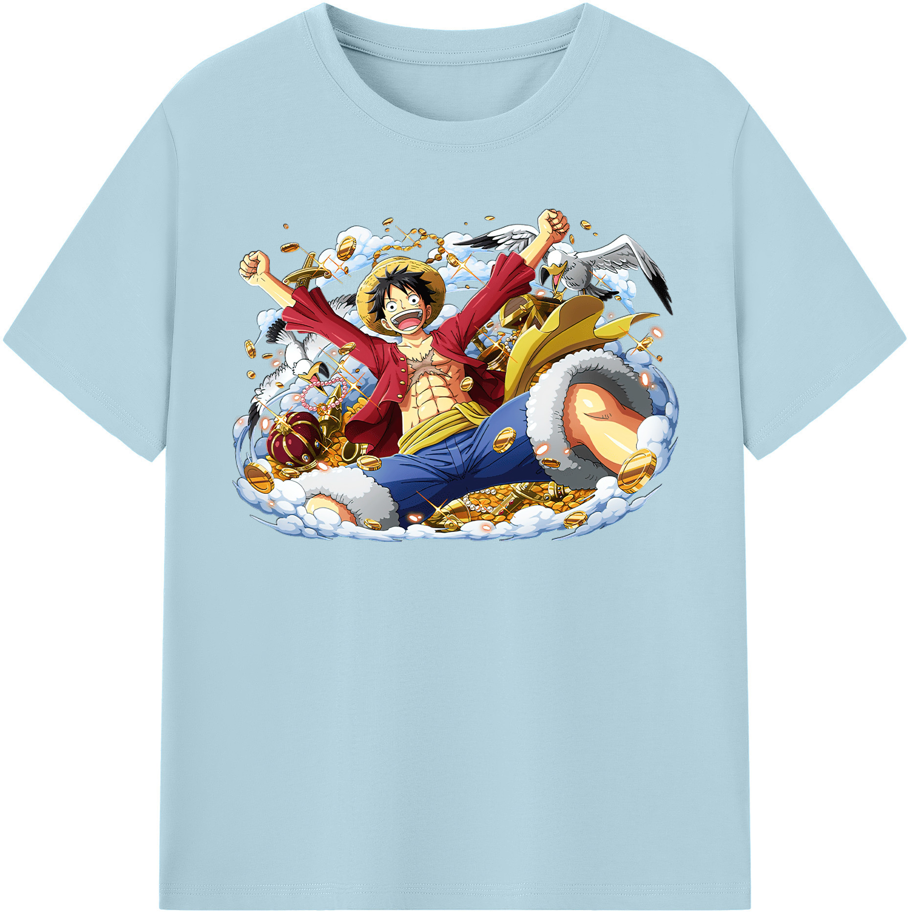 ワンピース モンキー・D・ルフィ ONE PIECE Monkey D. Luffy 綿100％半袖Tシャツ（フロントプリント）